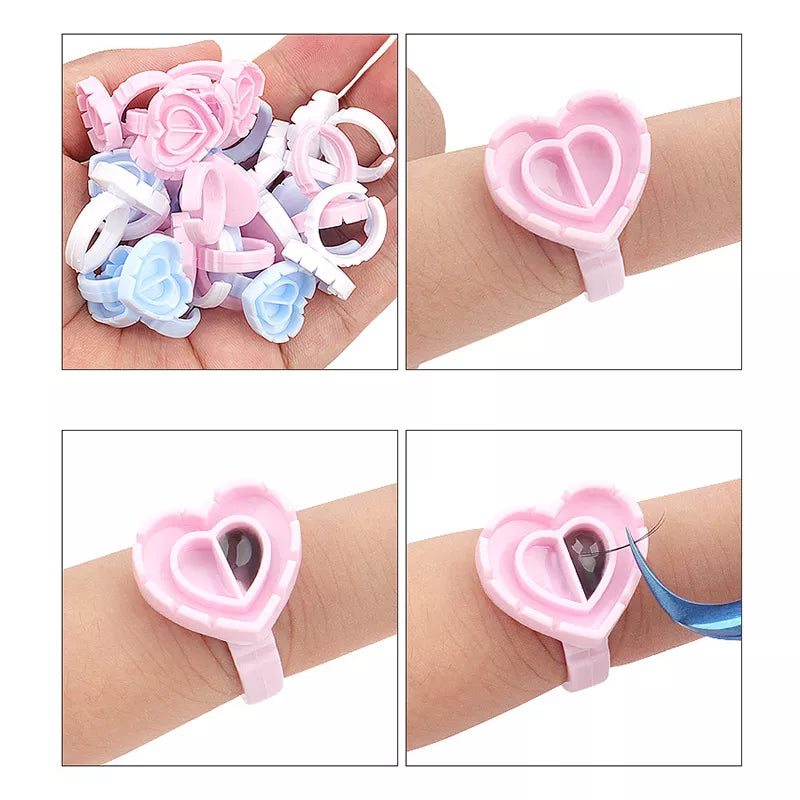 Peris Gems 100Pcs Disposable Glue Ring Holder Eyelash Extension Supplies Eyelash Glue Fan Cup Tattoo Pigment Extension Cils Accesssoire SHEIN Amazon Temu
