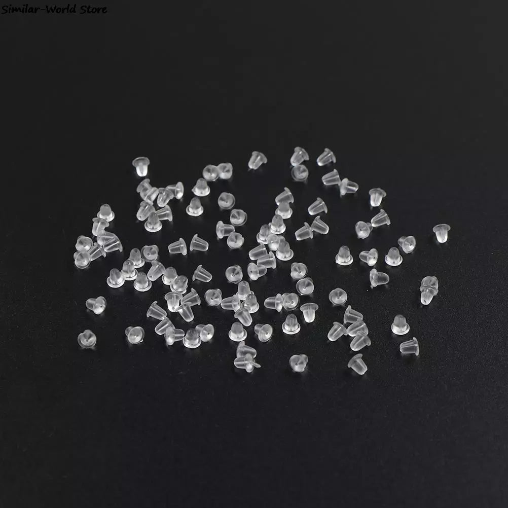 Peris Gems 100pcs/lot Clear Soft Silicone Rubber Earring Backs Safety Bullet Stopper Rubber Jewelry Accessories DIY Parts Ear Plugging SHEIN Amazon Temu
