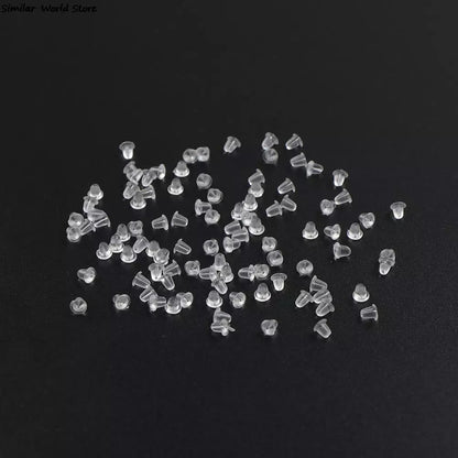 Peris Gems 100pcs/lot Clear Soft Silicone Rubber Earring Backs Safety Bullet Stopper Rubber Jewelry Accessories DIY Parts Ear Plugging SHEIN Amazon Temu