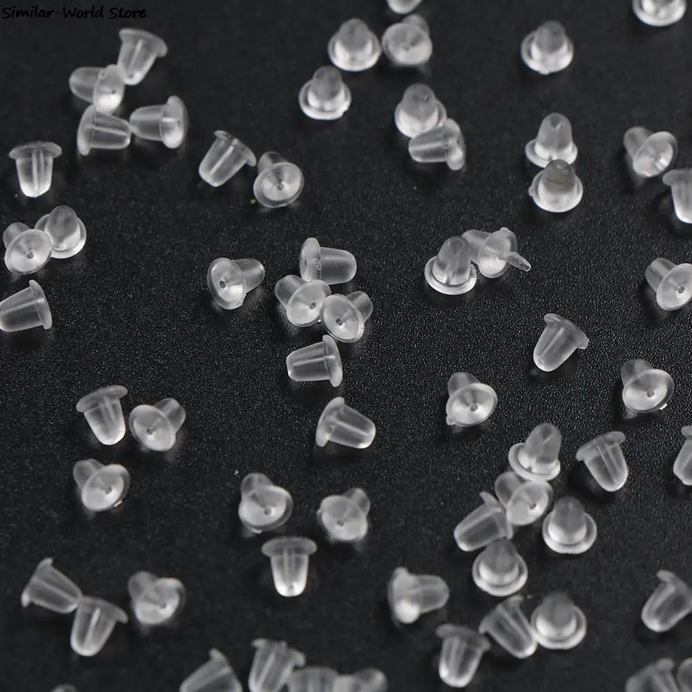 Peris Gems 100pcs/lot Clear Soft Silicone Rubber Earring Backs Safety Bullet Stopper Rubber Jewelry Accessories DIY Parts Ear Plugging SHEIN Amazon Temu