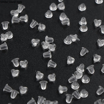 Peris Gems 100pcs/lot Clear Soft Silicone Rubber Earring Backs Safety Bullet Stopper Rubber Jewelry Accessories DIY Parts Ear Plugging SHEIN Amazon Temu