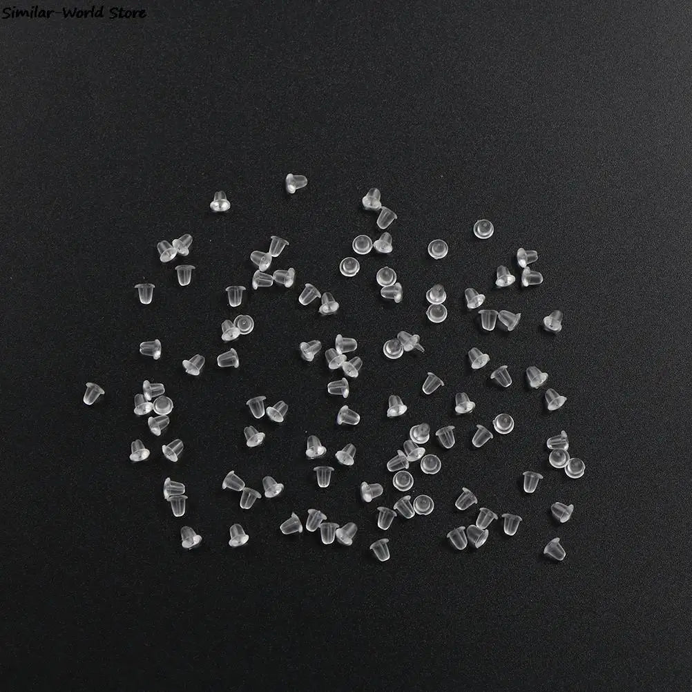 Peris Gems 100pcs/lot Clear Soft Silicone Rubber Earring Backs Safety Bullet Stopper Rubber Jewelry Accessories DIY Parts Ear Plugging SHEIN Amazon Temu