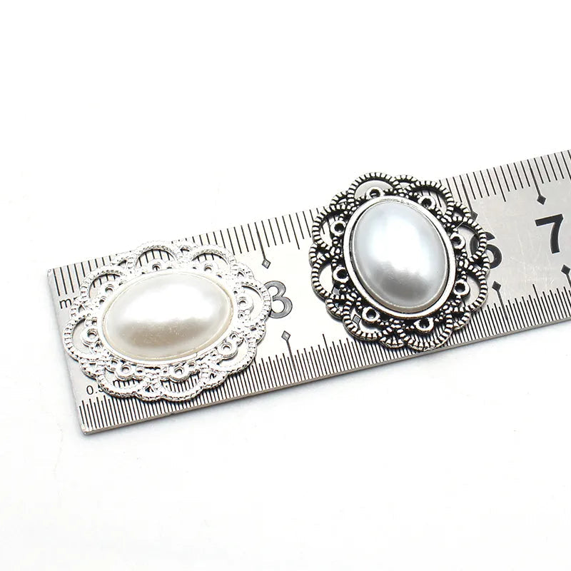 Peris Gems 10Pcs 25 * 29MM Oval Retro Pearl Alloy Accessories Diy Wedding Dress Headwear Gift Box Decoration Accessories SHEIN Amazon Temu