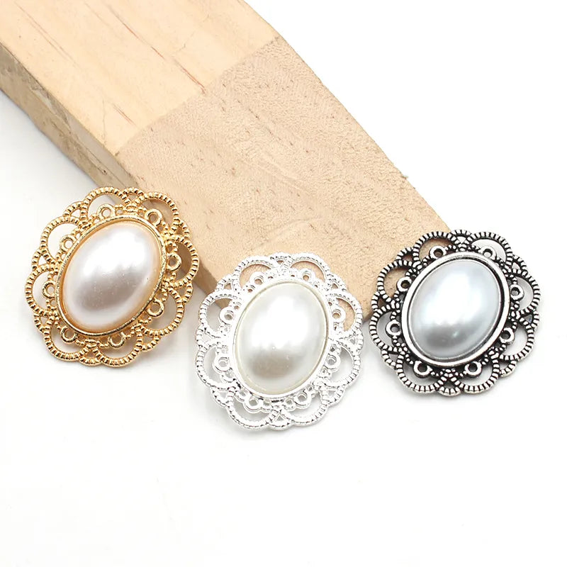 Peris Gems 10Pcs 25 * 29MM Oval Retro Pearl Alloy Accessories Diy Wedding Dress Headwear Gift Box Decoration Accessories SHEIN Amazon Temu