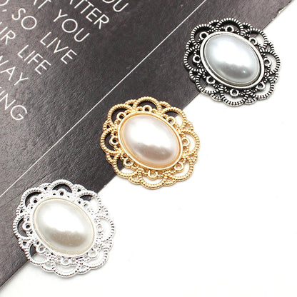 Peris Gems 10Pcs 25 * 29MM Oval Retro Pearl Alloy Accessories Diy Wedding Dress Headwear Gift Box Decoration Accessories SHEIN Amazon Temu