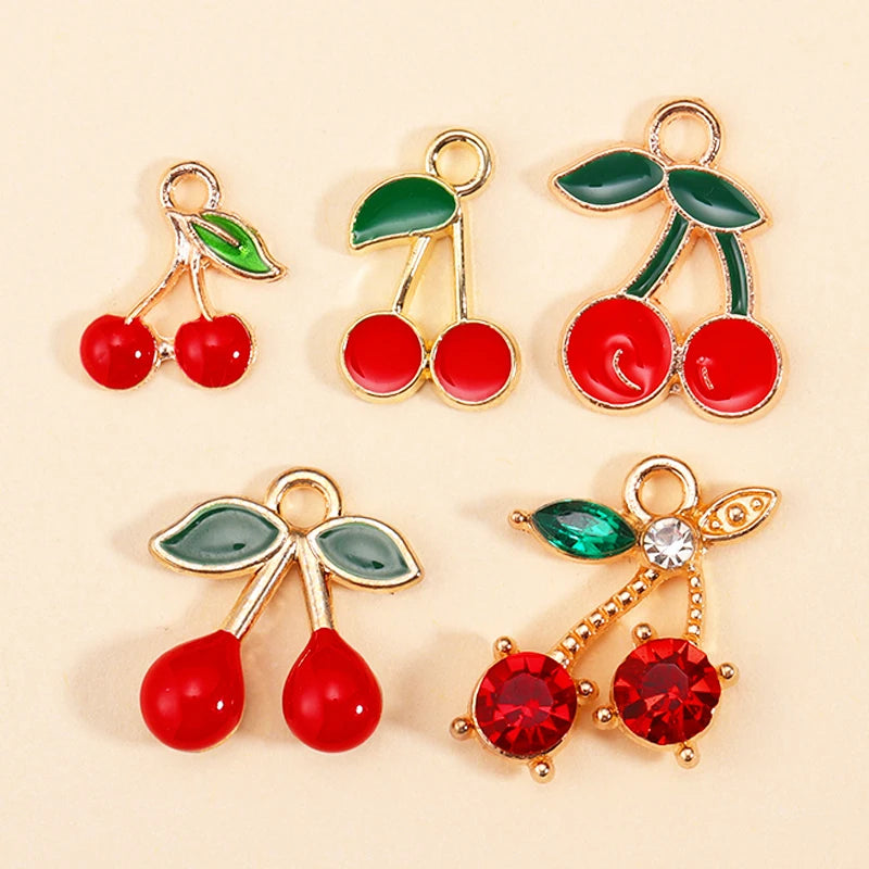 Peris Gems 10Pcs 5 Styles Fruit Cherry Enamel Charms for Diy Earrings Pendant Bracelet Necklace Cute Jewelry Making Accessories Supplies SHEIN Amazon Temu