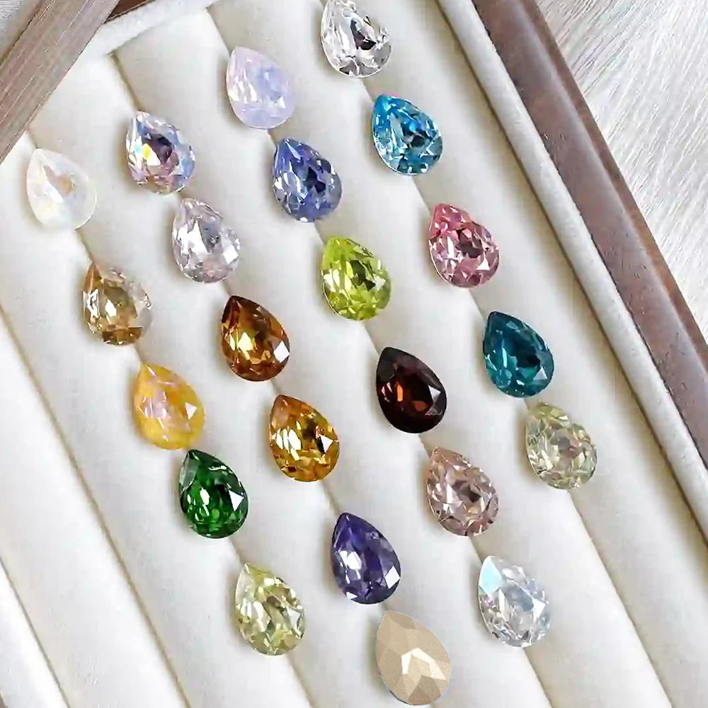 Peris Gems 10pcs 6x8mm Pear Glitter Crystal Nail Charms Rhinestone Colorful 3D Jewelry Making Beads DIY Nail Art Accessories SHEIN Amazon Temu