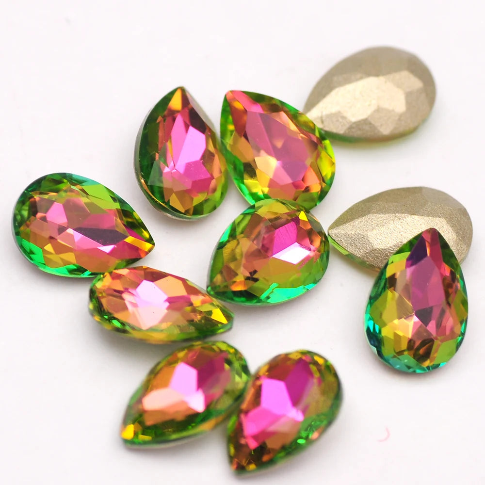 Peris Gems 10pcs 6x8mm Pear Glitter Crystal Nail Charms Rhinestone Colorful 3D Jewelry Making Beads DIY Nail Art Accessories SHEIN Amazon Temu