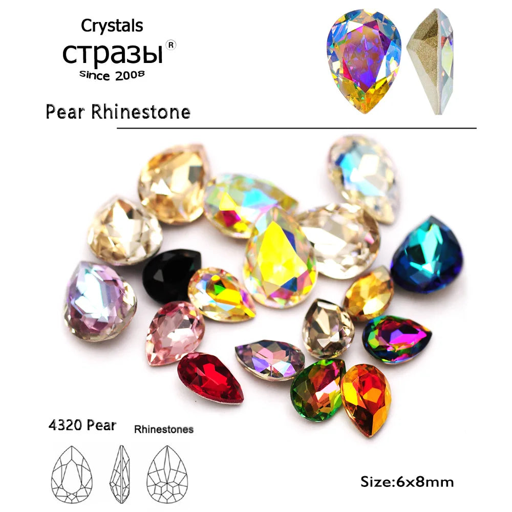 Peris Gems 10pcs 6x8mm Pear Glitter Crystal Nail Charms Rhinestone Colorful 3D Jewelry Making Beads DIY Nail Art Accessories SHEIN Amazon Temu