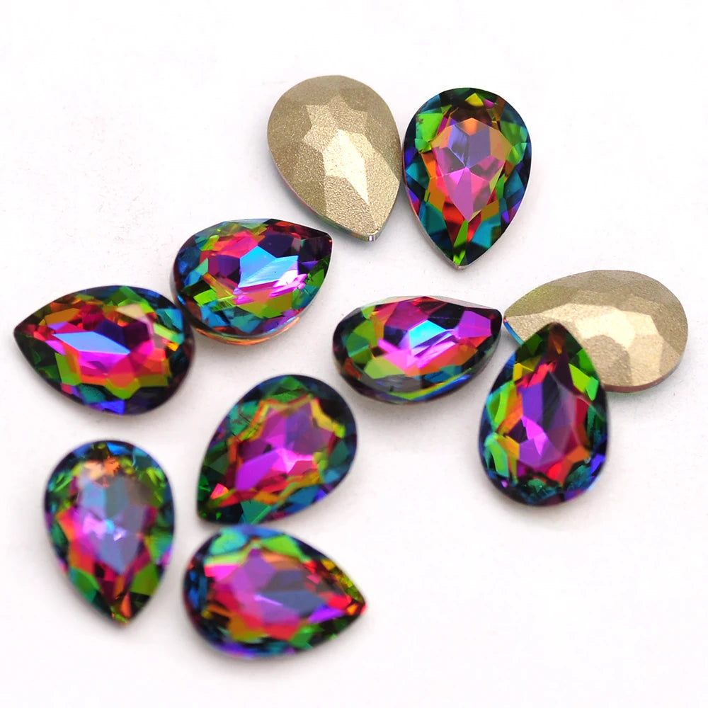 Peris Gems 10pcs 6x8mm Pear Glitter Crystal Nail Charms Rhinestone Colorful 3D Jewelry Making Beads DIY Nail Art Accessories SHEIN Amazon Temu