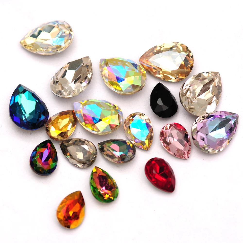 Peris Gems 10pcs 6x8mm Pear Glitter Crystal Nail Charms Rhinestone Colorful 3D Jewelry Making Beads DIY Nail Art Accessories SHEIN Amazon Temu