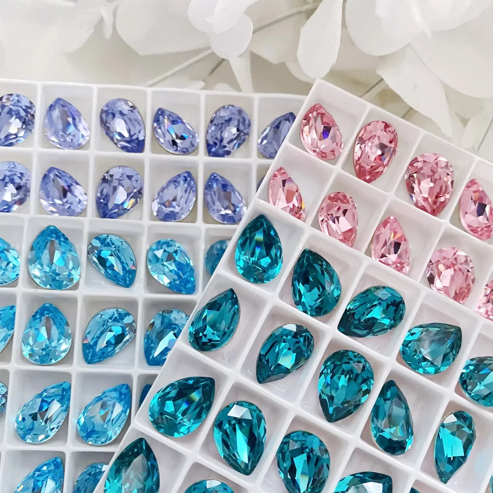 Peris Gems 10pcs 6x8mm Pear Glitter Crystal Nail Charms Rhinestone Colorful 3D Jewelry Making Beads DIY Nail Art Accessories SHEIN Amazon Temu