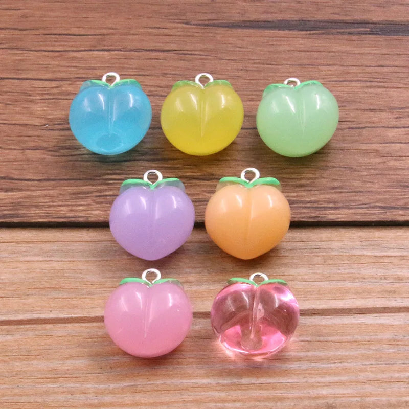 Peris Gems 10pcs 7 Color 17*20MM Resin Fruit Peach Cherry Pendant Plant Charms For Woman Girls Cartoon Fashion Jewelry DIY Earrings SHEIN Amazon Temu