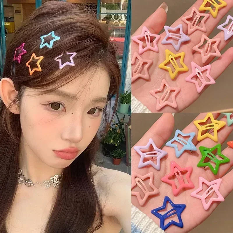 Peris Gems 10pcs Colorful Star BB Hair Clips Y2K Women Grils Cute Metal Star Hairpin Side Barrettes Hair Grip Headwear Hair Accessories SHEIN Amazon Temu