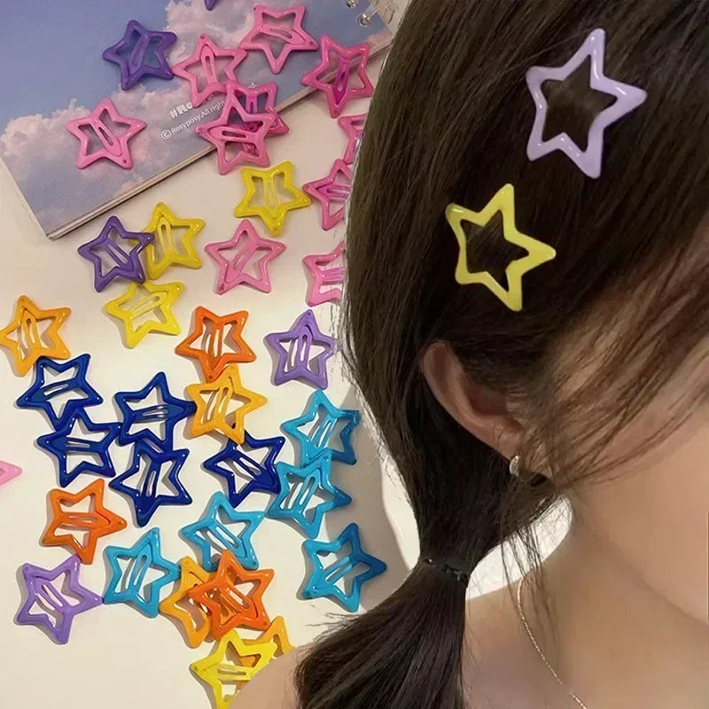 Peris Gems 10pcs Colorful Star BB Hair Clips Y2K Women Grils Cute Metal Star Hairpin Side Barrettes Hair Grip Headwear Hair Accessories SHEIN Amazon Temu