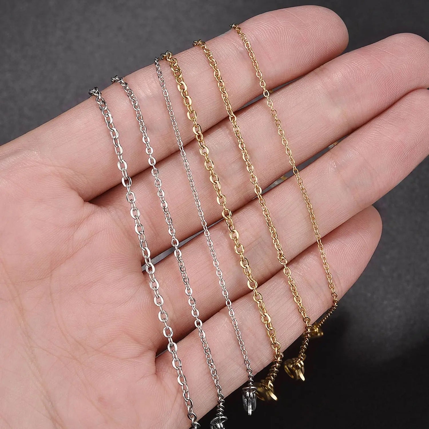Peris Gems 10pcs Gold Color Stainless Steel Link 45/50/55/60CM Bulk Necklace Chains Jewelry Cuban Chains Wholesale Chain Chokers DIY Crafts SHEIN Amazon Temu