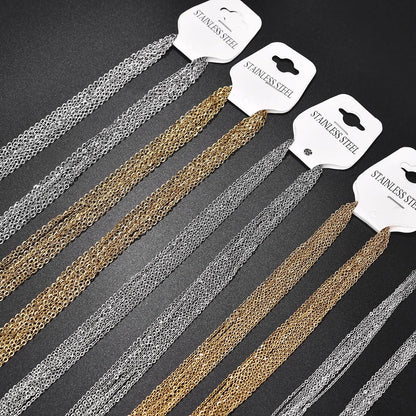 Peris Gems 10pcs Gold Color Stainless Steel Link 45/50/55/60CM Bulk Necklace Chains Jewelry Cuban Chains Wholesale Chain Chokers DIY Crafts SHEIN Amazon Temu