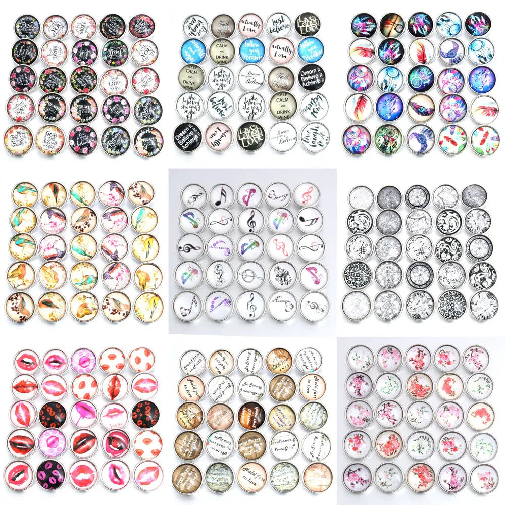 Peris Gems  10pcs/lot Interchangeable Snap Jewelry Mixed Beautiful Letters Glass 18mm Snap Button Jewelry For Snaps Bracelet Bangles SHEIN Amazon Temu