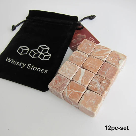 Peris Gems  12pc red in bag Drixon 100% Natural Whiskey Stones Sipping Dry Ice Cube Whisky Stone Whisky Rock Cooler Wedding Gift Favor Christmas Bar SHEIN Amazon Temu