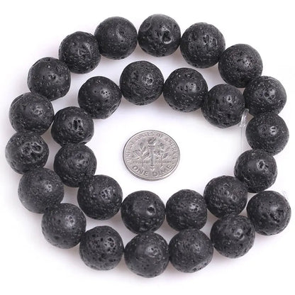 Peris Gems  14mm Round Black Volcanic Lava Rock Beads Fashion DIY Beads Natual Stone Beads For Jewelry Making Strand 15&quot; Free Shipping 4mm-20mm SHEIN Amazon Temu