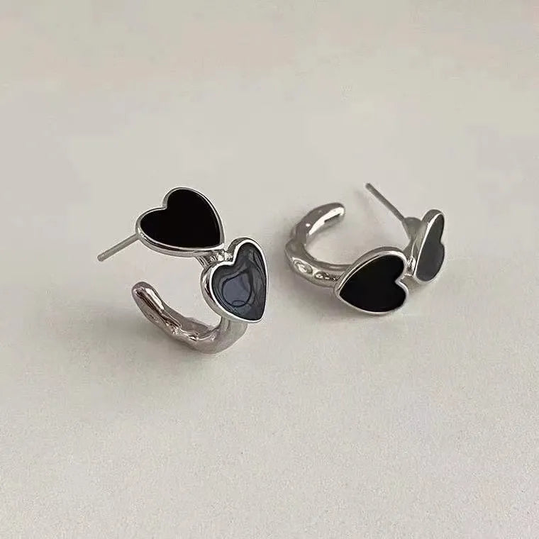 Peris Gems  2 Black Heart Geometric Dangle Earrings for Women SHEIN Amazon Temu