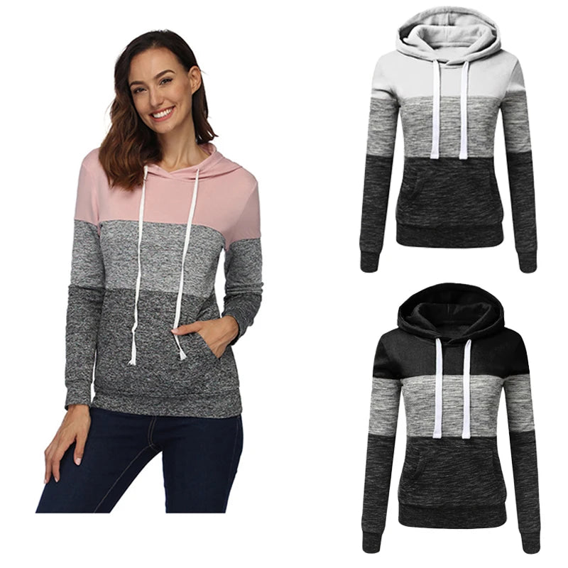 Peris Gems 2023 New Autumn Winter Women Hoodies Sport Casual Long Sleeve Pullover Hot Sales Splicing Warm Sweatshirts High Quality Tops SHEIN Amazon Temu