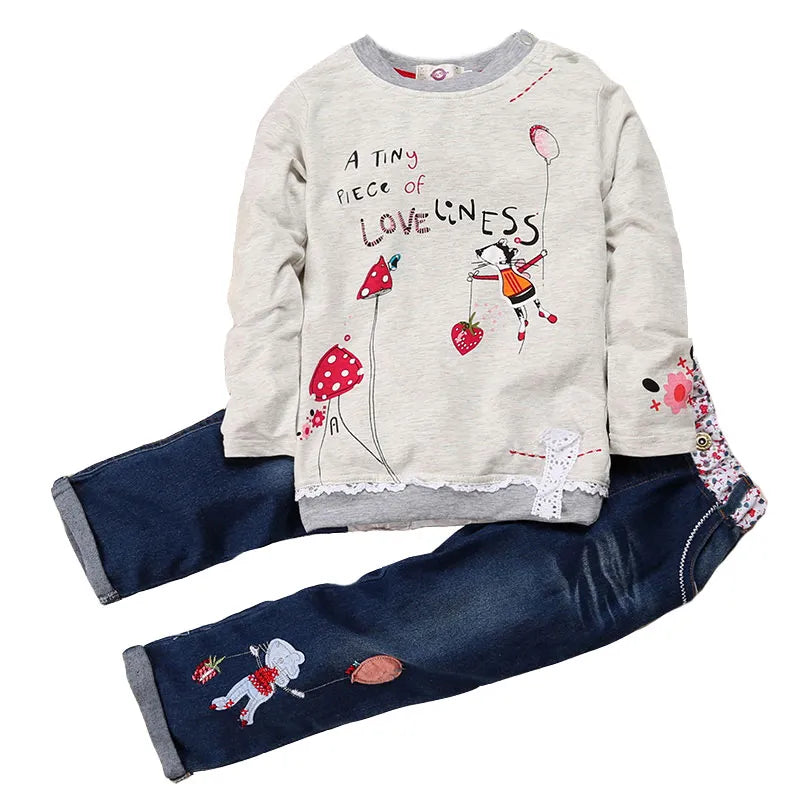 Peris Gems  2T / Silver Cute Loveliness 2pc Sweatshirt and Pants Set for Girls SHEIN Amazon Temu