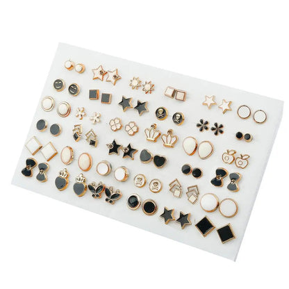 Peris Gems 36pair 100/36Pair Colorful Fruit Flower Heart Star Crystal Stud Earrings Set Women Girls Small Plastic Geometric Crown Earrings Jewelry SHEIN Amazon Temu
