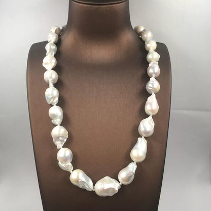 Peris Gems 45-46 cm 100% NATURE FRESHWATER Baroque PEARL NECKLACE in nature color, big baroque pearl .A + grade pearl good luster have flaw SHEIN Amazon Temu