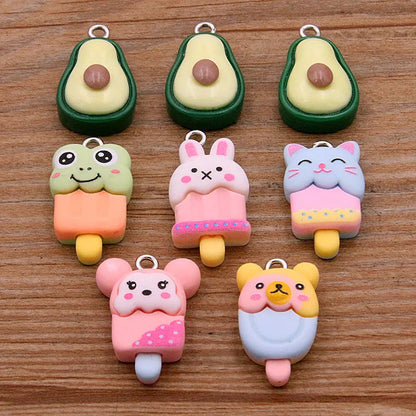 Peris Gems 7K02-7 10Pcs 27 Styles Mix Fruit Animals Flowers Sieve Resin Earring Charms Diy Findings Keychain Bracelets Pendant For Jewelry Making SHEIN Amazon Temu