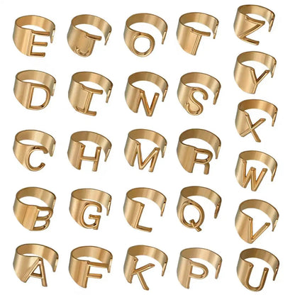Peris Gems  A-Z Stainless Steel Wide Initial Alphabet Letter Rings Unisex SHEIN Amazon Temu