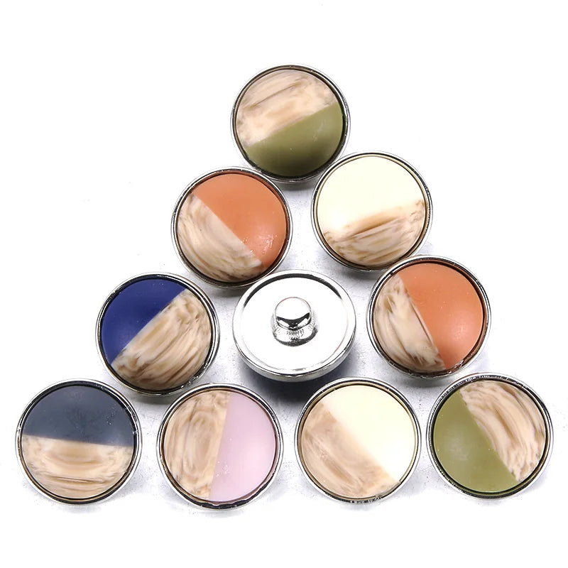 Peris Gems  A1977-MIX 10pcs/lot New Mixed Snap Jewelry Glass Resin Charms 18mm Snap Button Jewelry for 18mm Snaps Bracelet SHEIN Amazon Temu