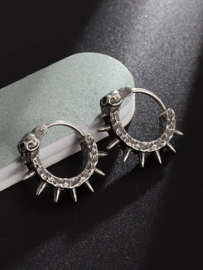 Peris Gems  AL19470-Silver Rock Biker Style Iced Diamond Hoop Huggie Earrings for Men SHEIN Amazon Temu