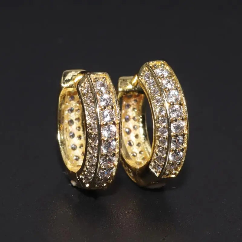 Peris Gems  AL2229-Gold Rock Biker Style Iced Diamond Hoop Huggie Earrings for Men SHEIN Amazon Temu