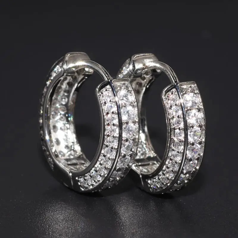 Peris Gems  AL2229-Silver Rock Biker Style Iced Diamond Hoop Huggie Earrings for Men SHEIN Amazon Temu