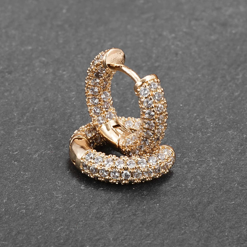 Peris Gems  AL2337-Gold Rock Biker Style Iced Diamond Hoop Huggie Earrings for Men SHEIN Amazon Temu