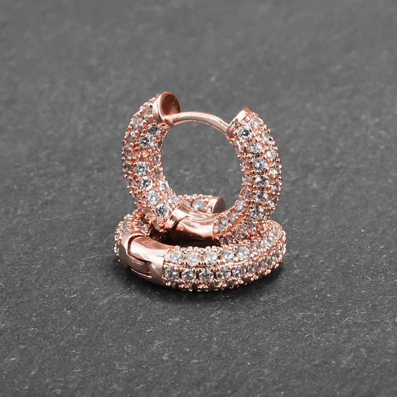 Peris Gems  AL2337-Rose-gold Rock Biker Style Iced Diamond Hoop Huggie Earrings for Men SHEIN Amazon Temu