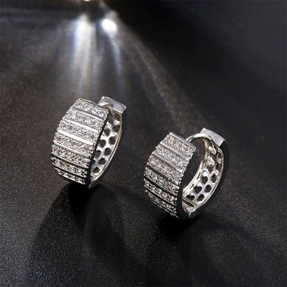Peris Gems  AL2572-Silver Rock Biker Style Iced Diamond Hoop Huggie Earrings for Men SHEIN Amazon Temu