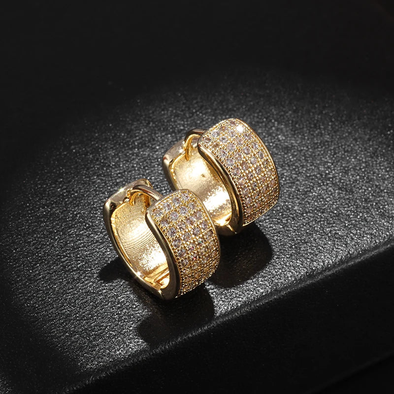 Peris Gems  AL6338-Gold Rock Biker Style Iced Diamond Hoop Huggie Earrings for Men SHEIN Amazon Temu