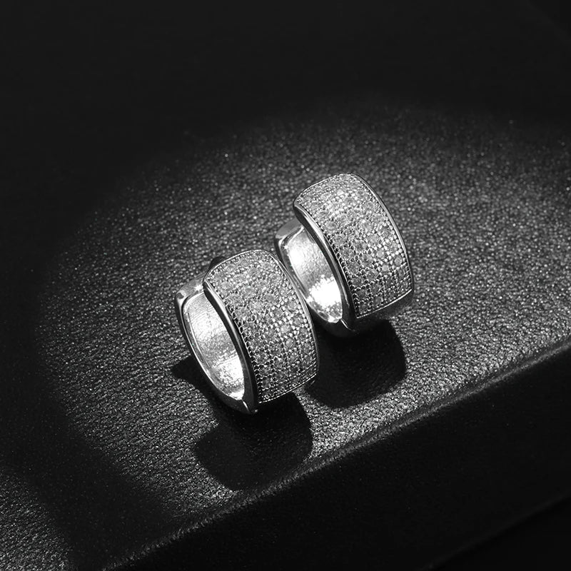 Peris Gems  AL6338-Silver Rock Biker Style Iced Diamond Hoop Huggie Earrings for Men SHEIN Amazon Temu