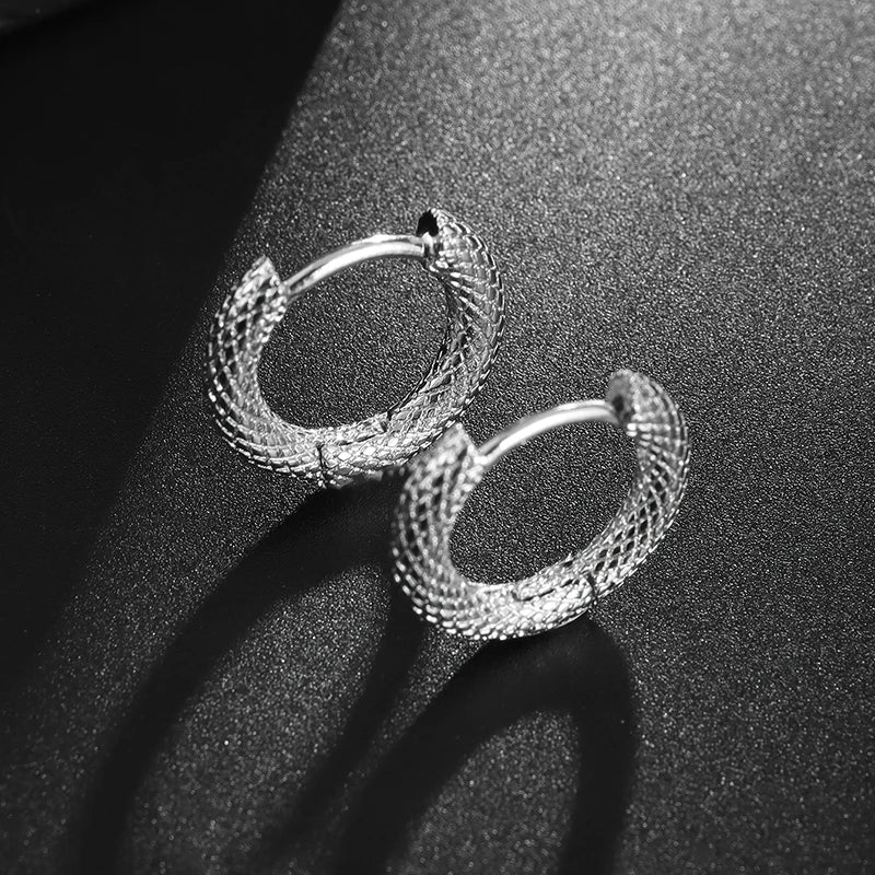 Peris Gems  AL6475-SIilver Rock Biker Style Iced Diamond Hoop Huggie Earrings for Men SHEIN Amazon Temu