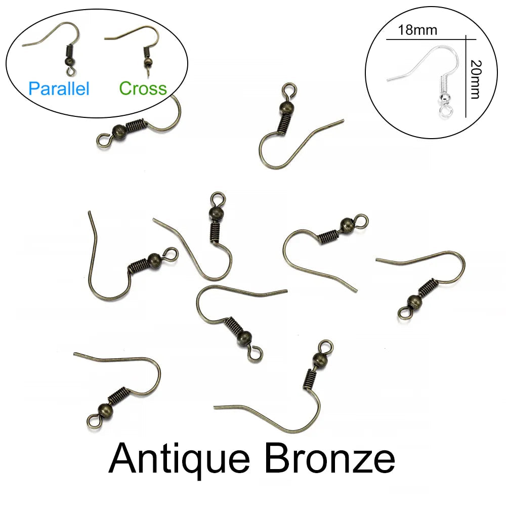 Peris Gems Antique Bronze / Parallel 100pcs/lot 20*17mm 10 Color Iron Bead Charms Earring Wires With Ear Hook Earrings Clasp Findings Supplies For Jewelry Making DIY SHEIN Amazon Temu