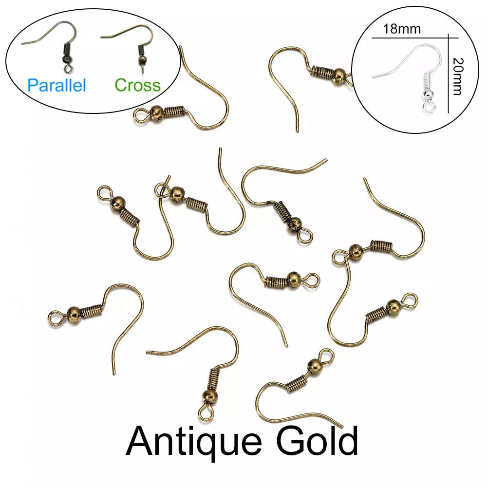 Peris Gems Antique Gold / Parallel 100pcs/lot 20*17mm 10 Color Iron Bead Charms Earring Wires With Ear Hook Earrings Clasp Findings Supplies For Jewelry Making DIY SHEIN Amazon Temu