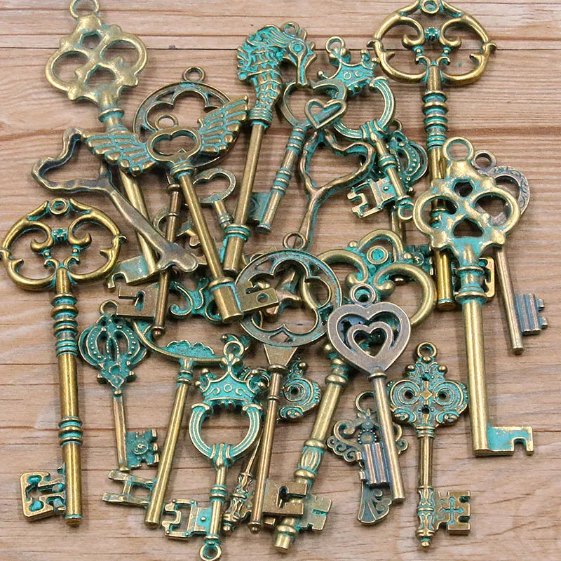 Peris Gems Antique green / 30g 100g 50g 30g Mixed Key Charms 6 Color Bracelets Necklace Craft Metal Pendant For Jewelry Making DIY Supplies Wholesale SHEIN Amazon Temu