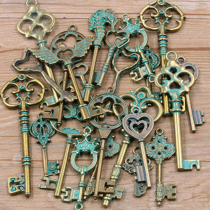 Peris Gems Antique green / 30g 100g 50g 30g Mixed Key Charms 6 Color Bracelets Necklace Craft Metal Pendant For Jewelry Making DIY Supplies Wholesale SHEIN Amazon Temu