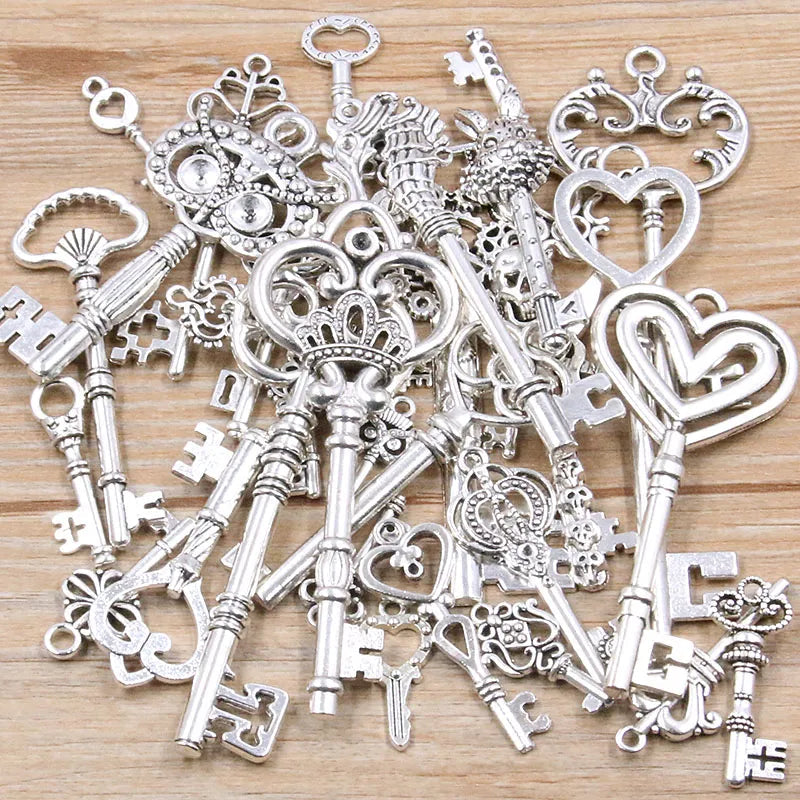 Peris Gems Antique silver / 30g 100g 50g 30g Mixed Key Charms 6 Color Bracelets Necklace Craft Metal Pendant For Jewelry Making DIY Supplies Wholesale SHEIN Amazon Temu