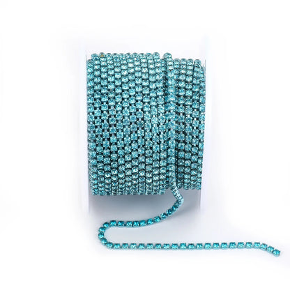 Peris Gems Aquamarine / SS6--10Yards 10 Yards Glass crystal Strass Rhinestone Cup Chain Sew On Diamond Glue-On Close Chains Glitter Trim Cup Chain sew on Garment G12 SHEIN Amazon Temu