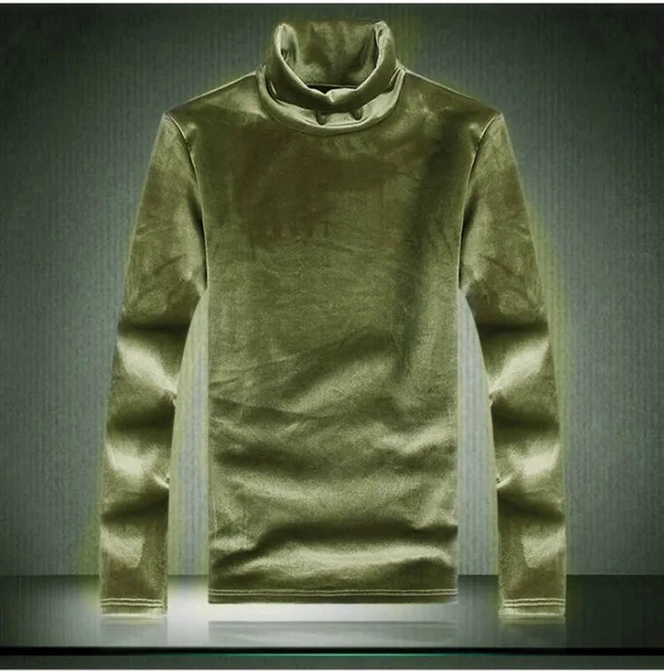 Peris Gems  army green / M Luxurious Velvet Turtleneck Sweatshirt for Men SHEIN Amazon Temu