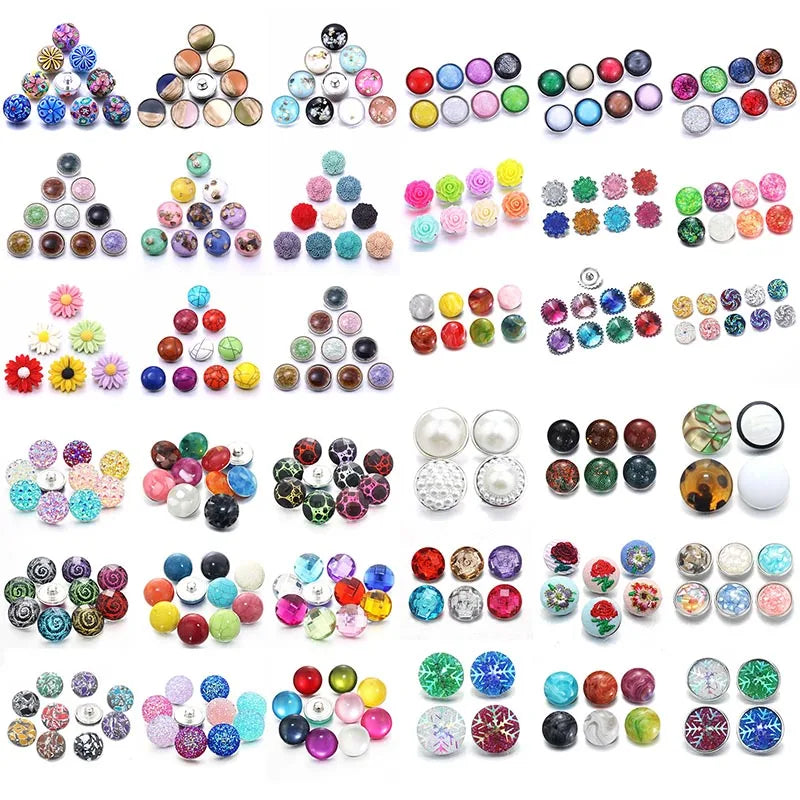 Peris Gems  AS61 10pcs/lot New Mixed Snap Jewelry Glass Resin Charms 18mm Snap Button Jewelry for 18mm Snaps Bracelet SHEIN Amazon Temu