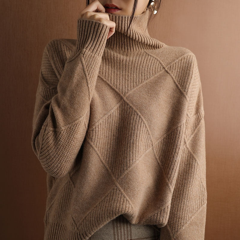 Peris Gems  Auburn / S Cashmere Turtleneck Sweater for Women | Oversized Sweater SHEIN Amazon Temu